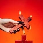blessed cross red candles