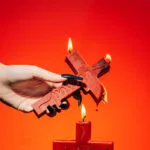 blessed cross red candles