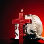 blessed cross red candles