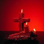 blessed cross red candles