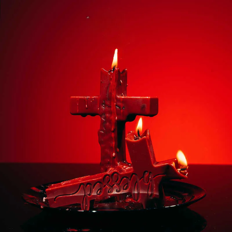 blessed cross red candles