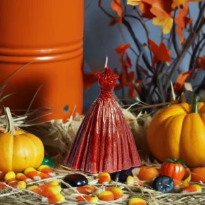 evening dress red candles