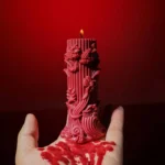 roman columns red candles