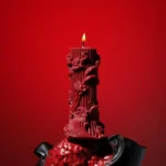 roman columns red candles