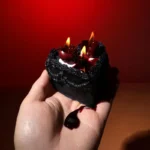 Black Drip Candles with Cake Cherry