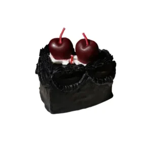 Black Drip Candles with Cake Cherry