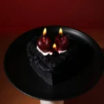 Black Drip Candles with Cake Cherry