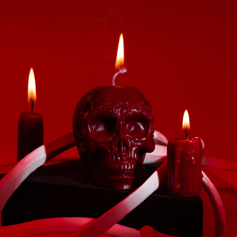 Black Skull Candle Halloween Decor