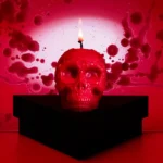 Red Skull Candle Halloween Decor