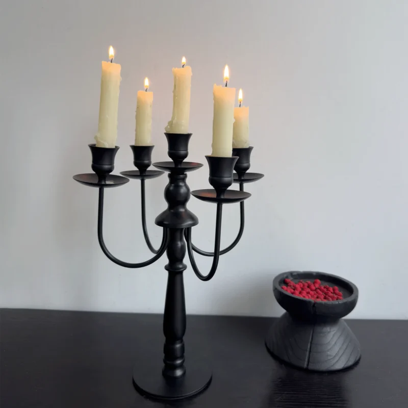 black chandelier candle holders