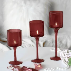 large red candle holders glass