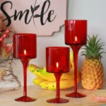 large red candle holders glass