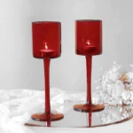 large red candle holders glass