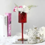 large red candle holders glass