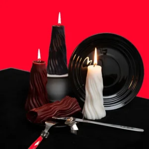 ripple-textured black pillar candle