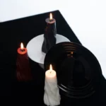 ripple-textured black pillar candle