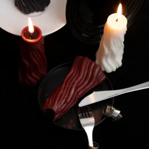 ripple-textured black pillar candle