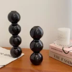 vintage black glass candle holders