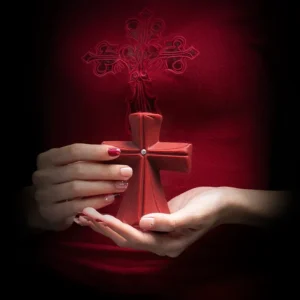 Red & Black Cross Candle for Decor