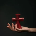 Red & Black Cross Candle for Decor