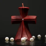 Red & Black Cross Candle for Decor