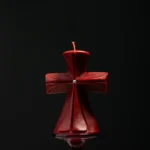 Red & Black Cross Candle for Decor