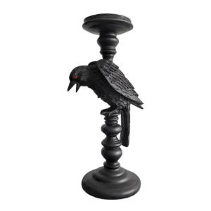 Black Crow Candlestick & Candle Set