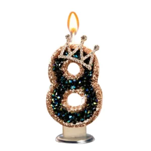 Black Numbers Birthday Candles with Crown